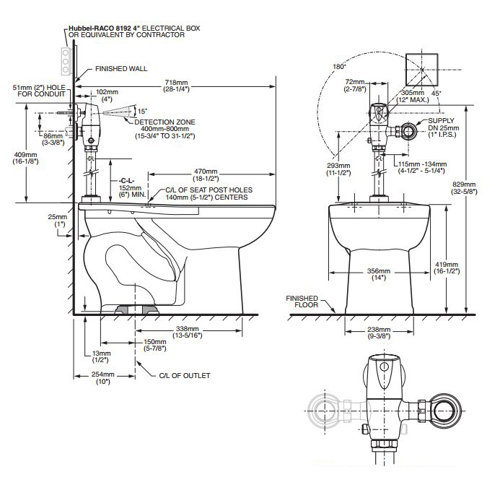 American Standard Madera ADA System Selectronic AC Flush Valve 1.6 GPF